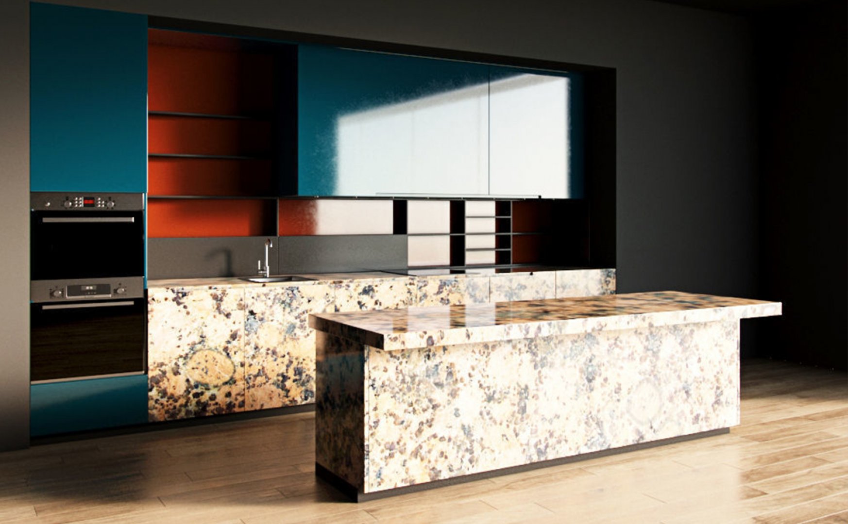 Projet de Cuisine à Motif Granit